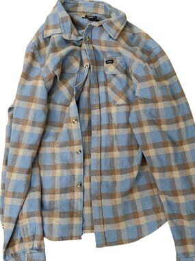 Brixton Blue/Brown Plaid Flannel — Size L